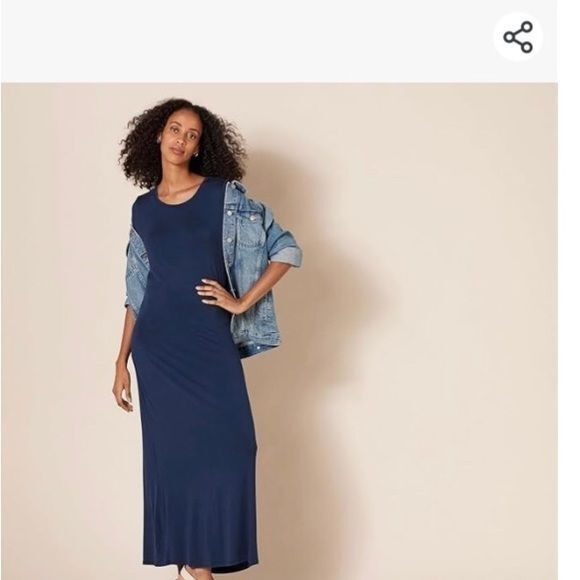 Amazon Essentials‎ Women's Short Sleeved Maxi Dress Navy Blue Size Large - Picture 1 of 6